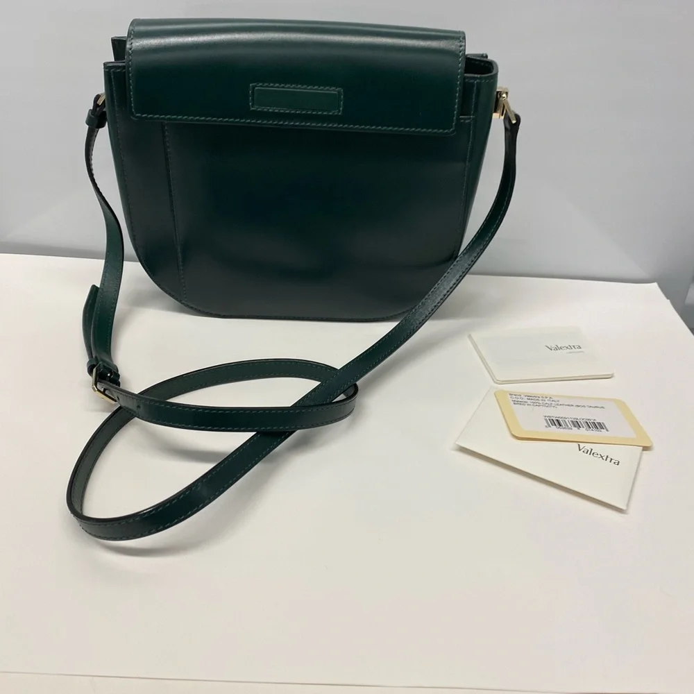 NWT VALEXTRA green LEATHER TWIST CROSSBODY handbag bag - Picture 2 of 14